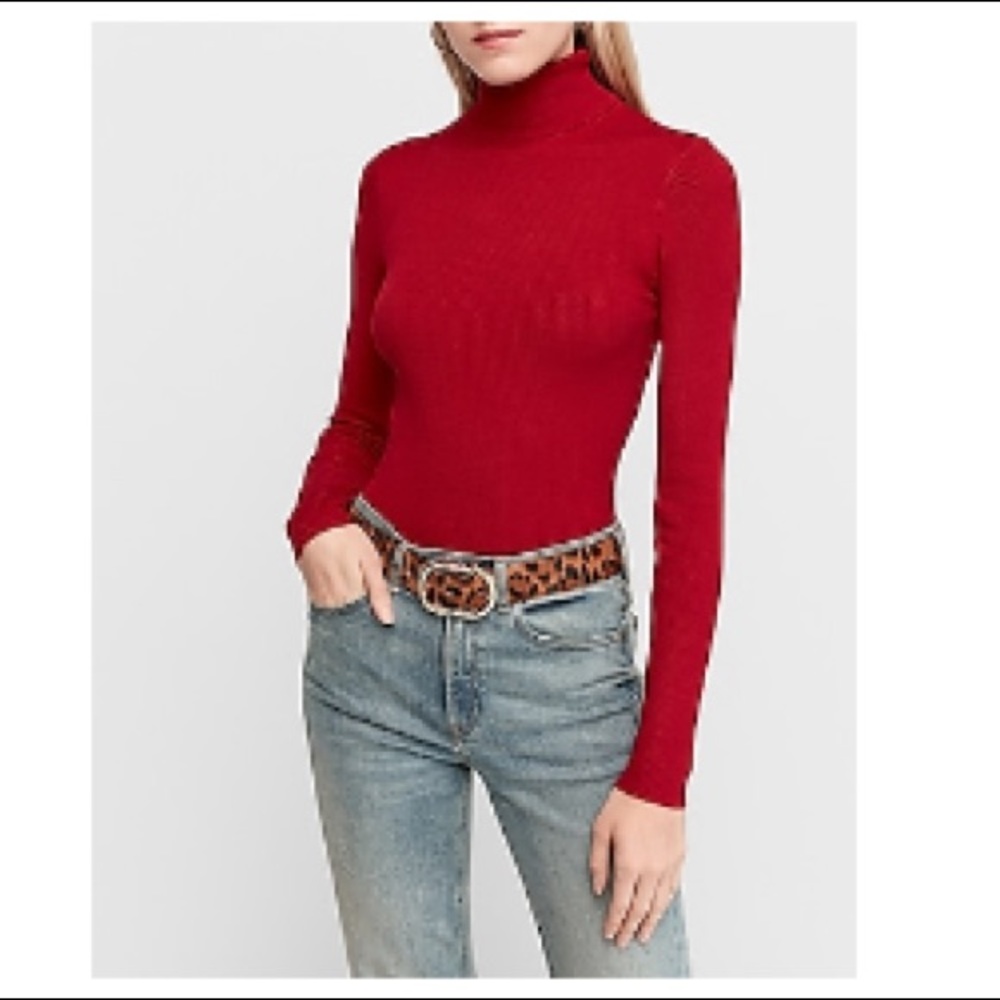 Express Red Ribbed Turtleneck Size XS